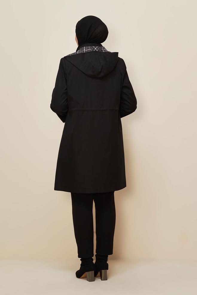 Vêtements hijab NOIR TRENCH GRANDE TAILLE 10991 - ALVİNA