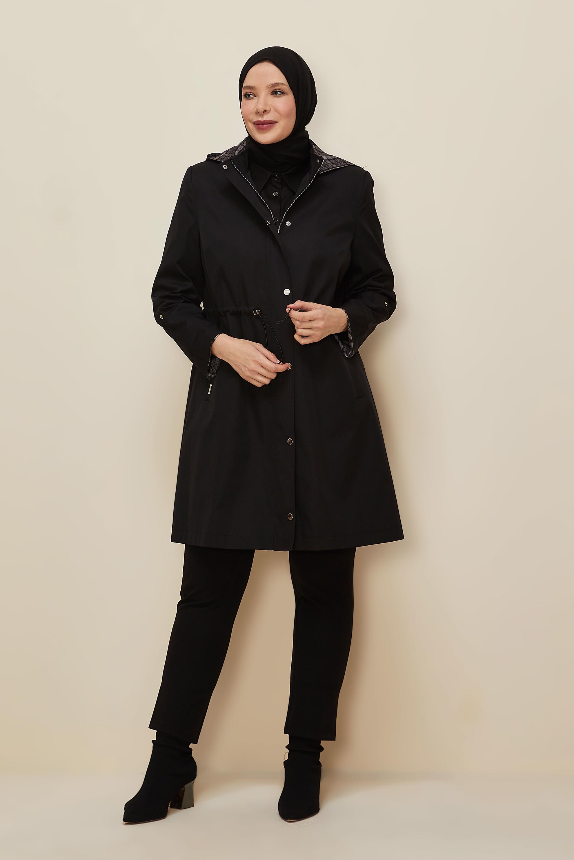 Vêtements hijab NOIR TRENCH GRANDE TAILLE 10991
