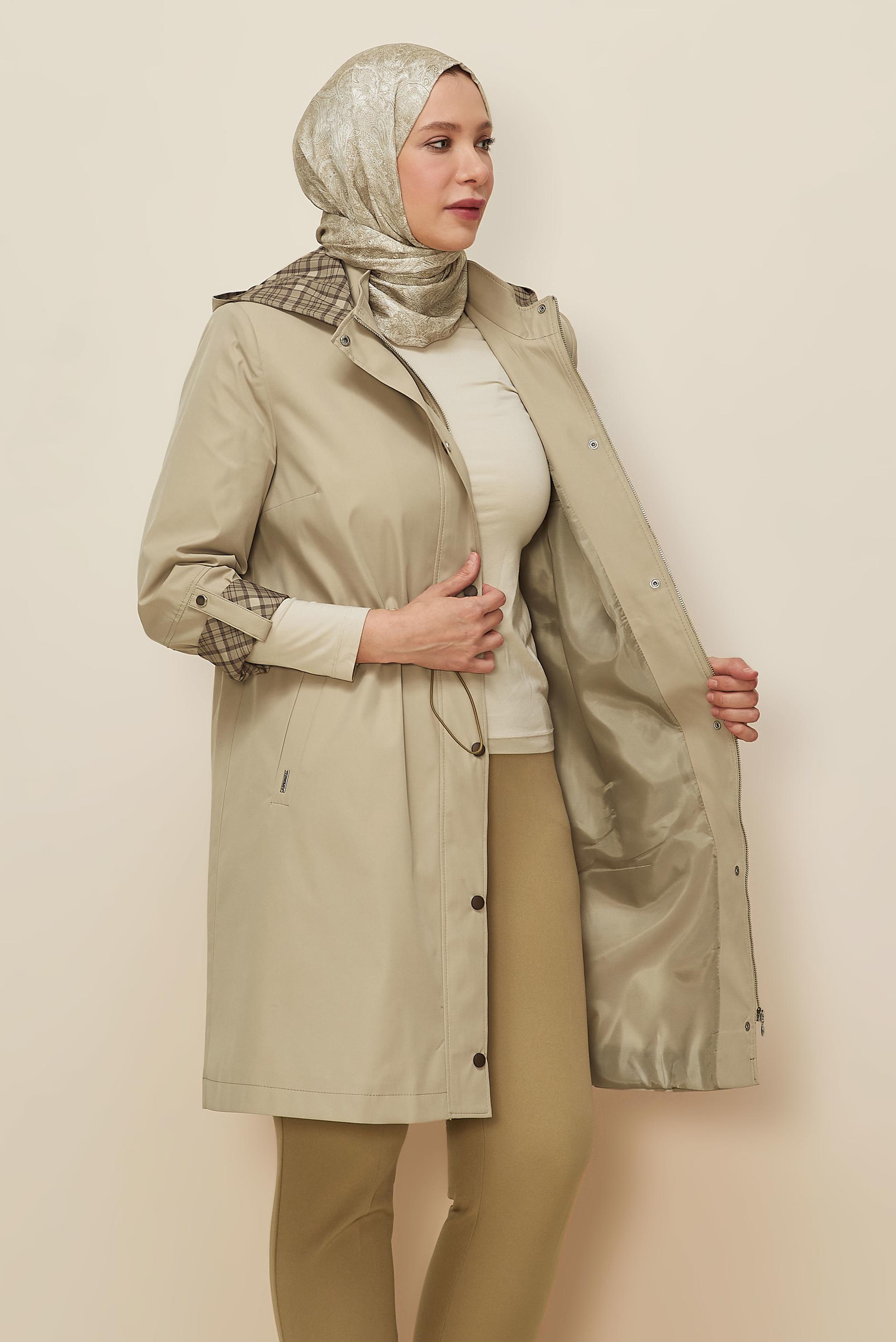 Vêtements hijab BRUN TRENCH GRANDE TAILLE 10991
