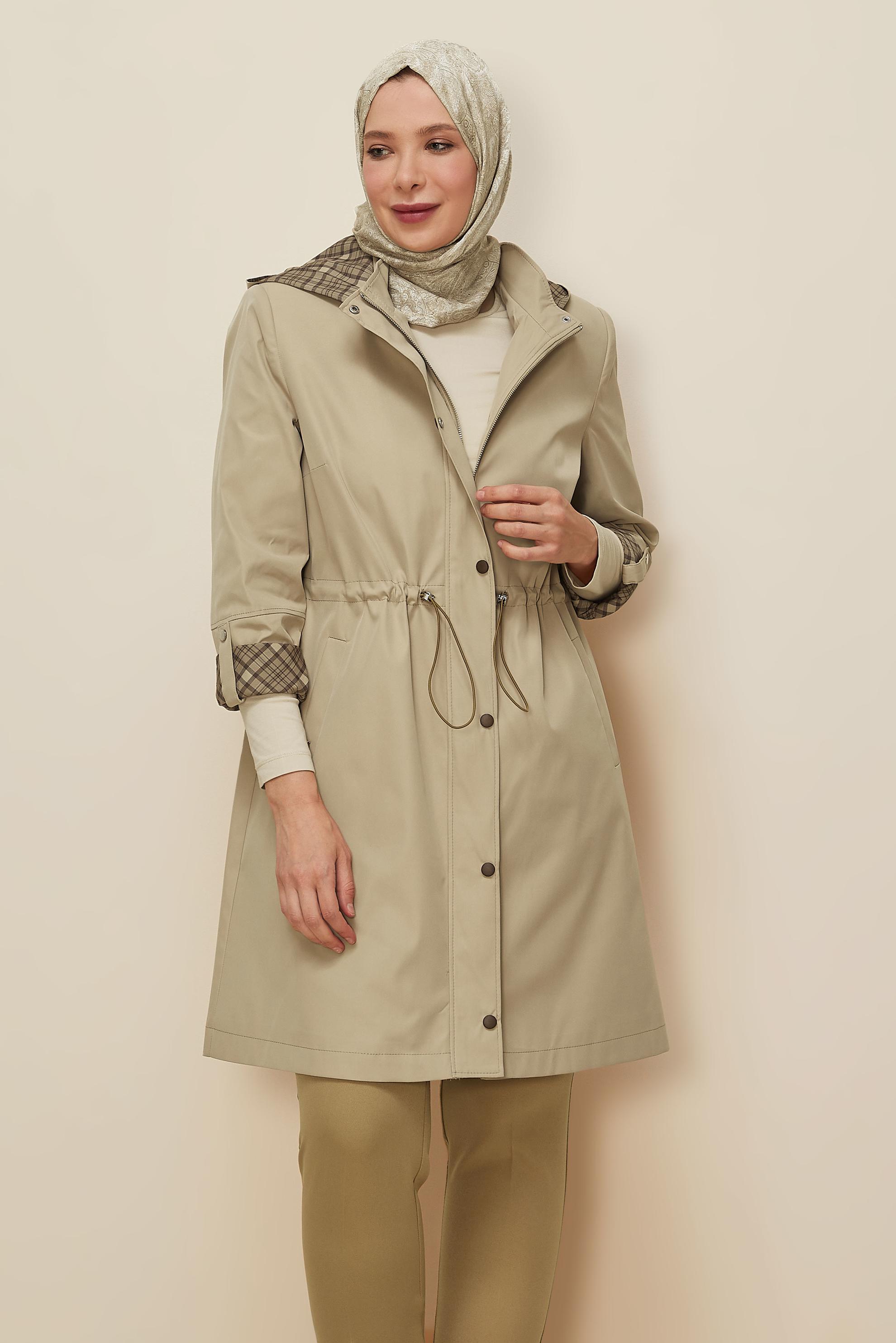 Vêtements hijab BRUN TRENCH GRANDE TAILLE 10991