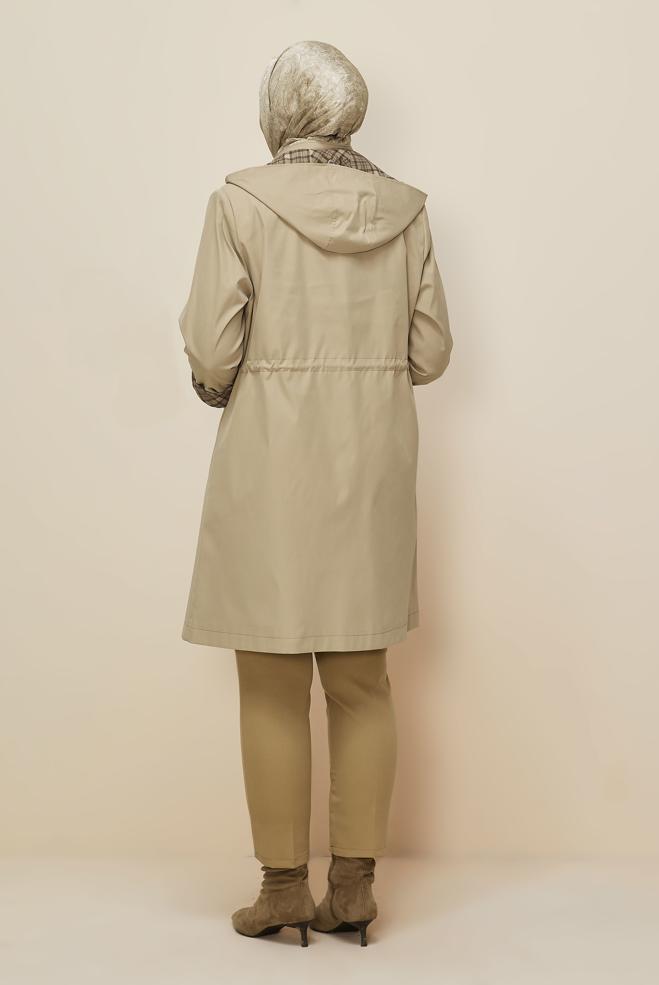 Vêtements hijab BRUN TRENCH GRANDE TAILLE 10991 - ALVİNA