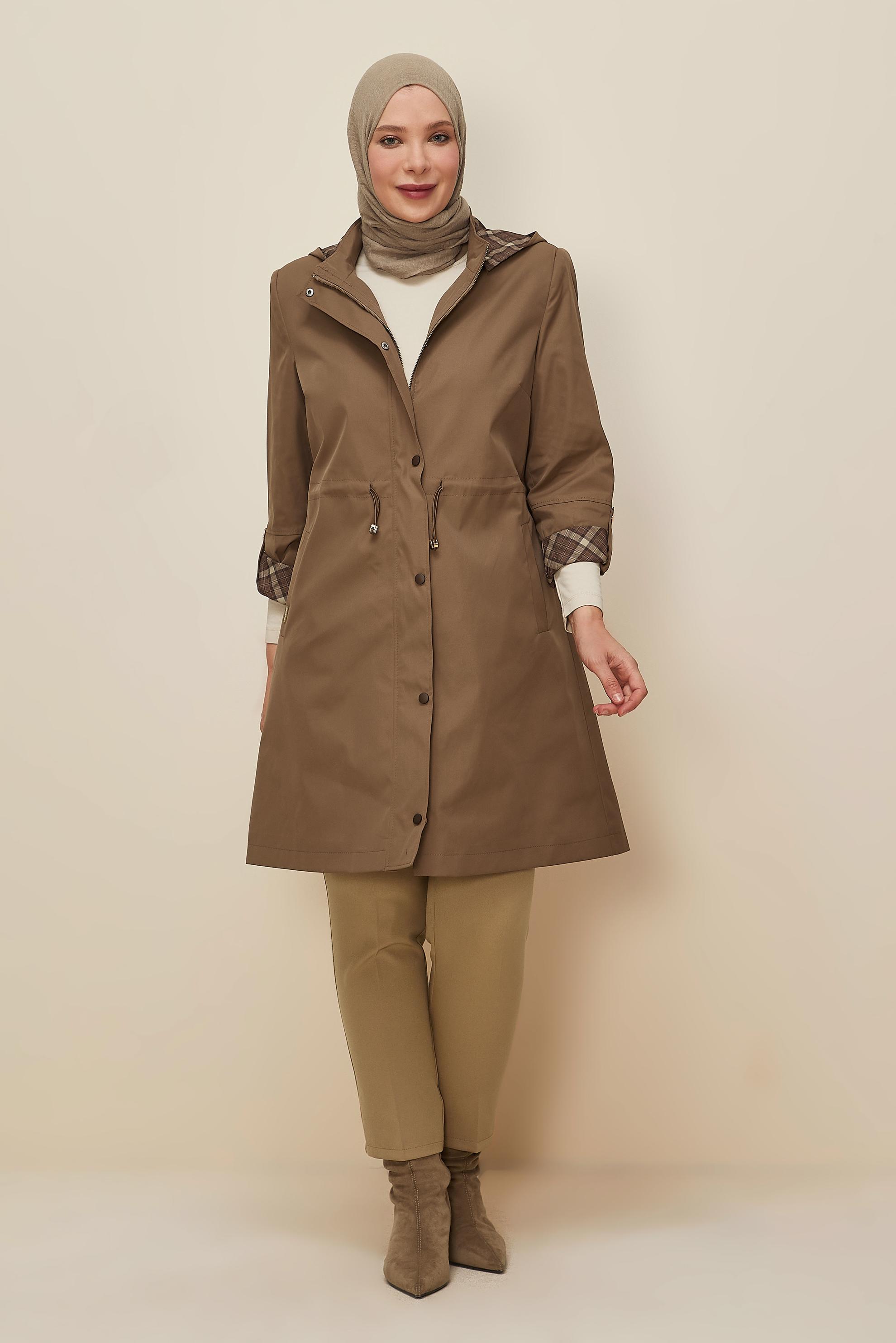 Vêtements hijab BRUN TRENCH GRANDE TAILLE 10991