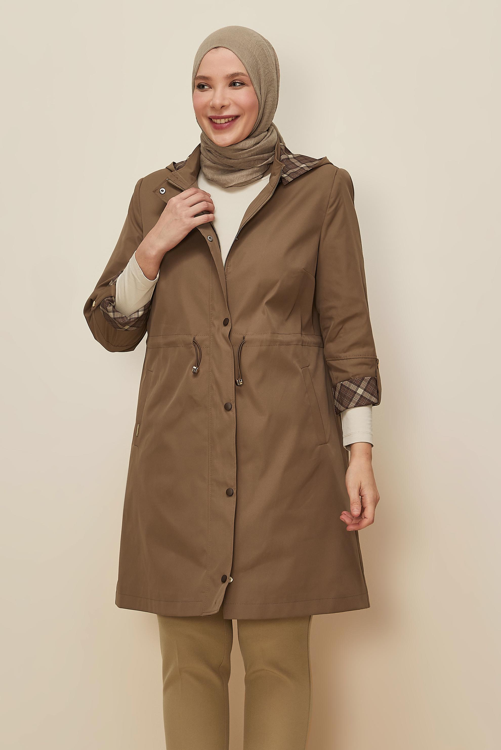 Vêtements hijab BRUN TRENCH GRANDE TAILLE 10991