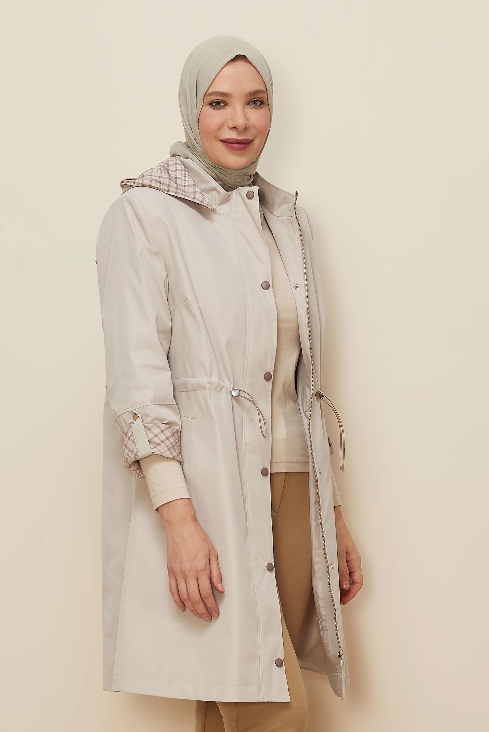 Vêtements hijab BEIGE TRENCH GRANDE TAILLE 10991