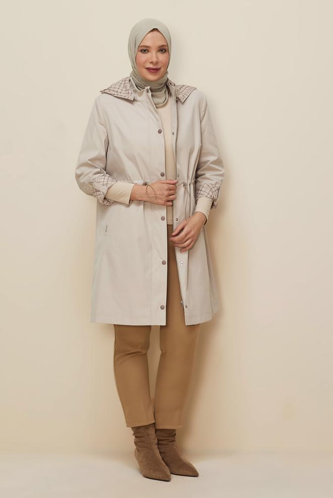 Vêtements hijab BEIGE TRENCH GRANDE TAILLE 10991 - ALVİNA