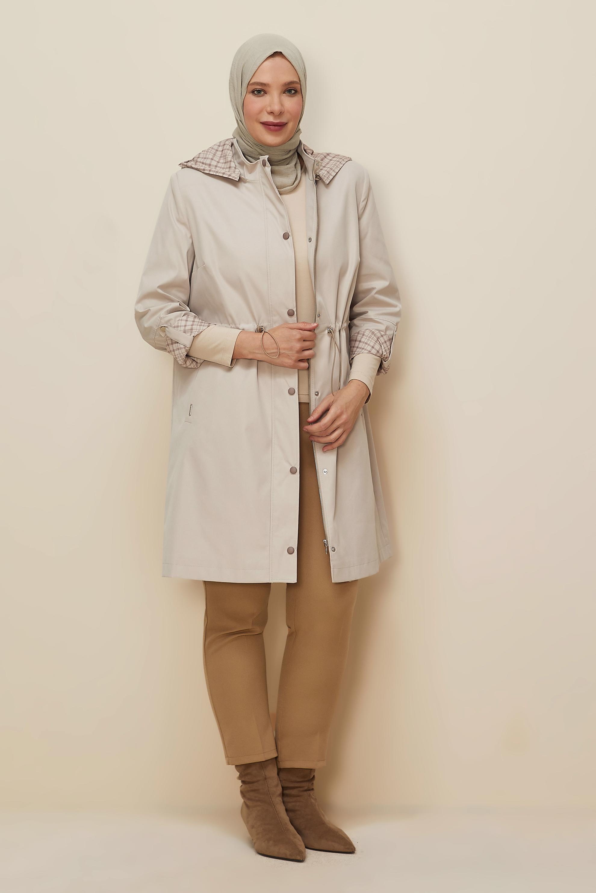 Vêtements hijab BEIGE TRENCH GRANDE TAILLE 10991