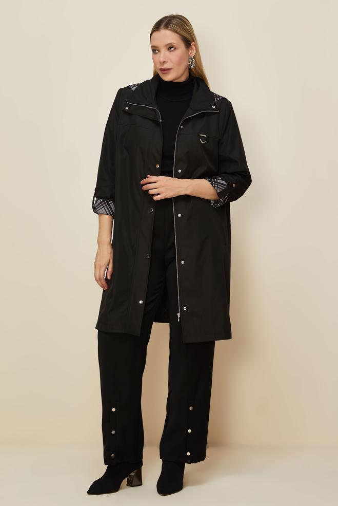 Vêtements hijab NOIR TRENCH-COAT GRANDE TAILLE 10992 - ALVİNA