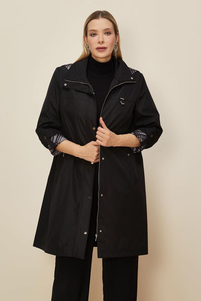 Vêtements hijab NOIR TRENCH-COAT GRANDE TAILLE 10992 - ALVİNA