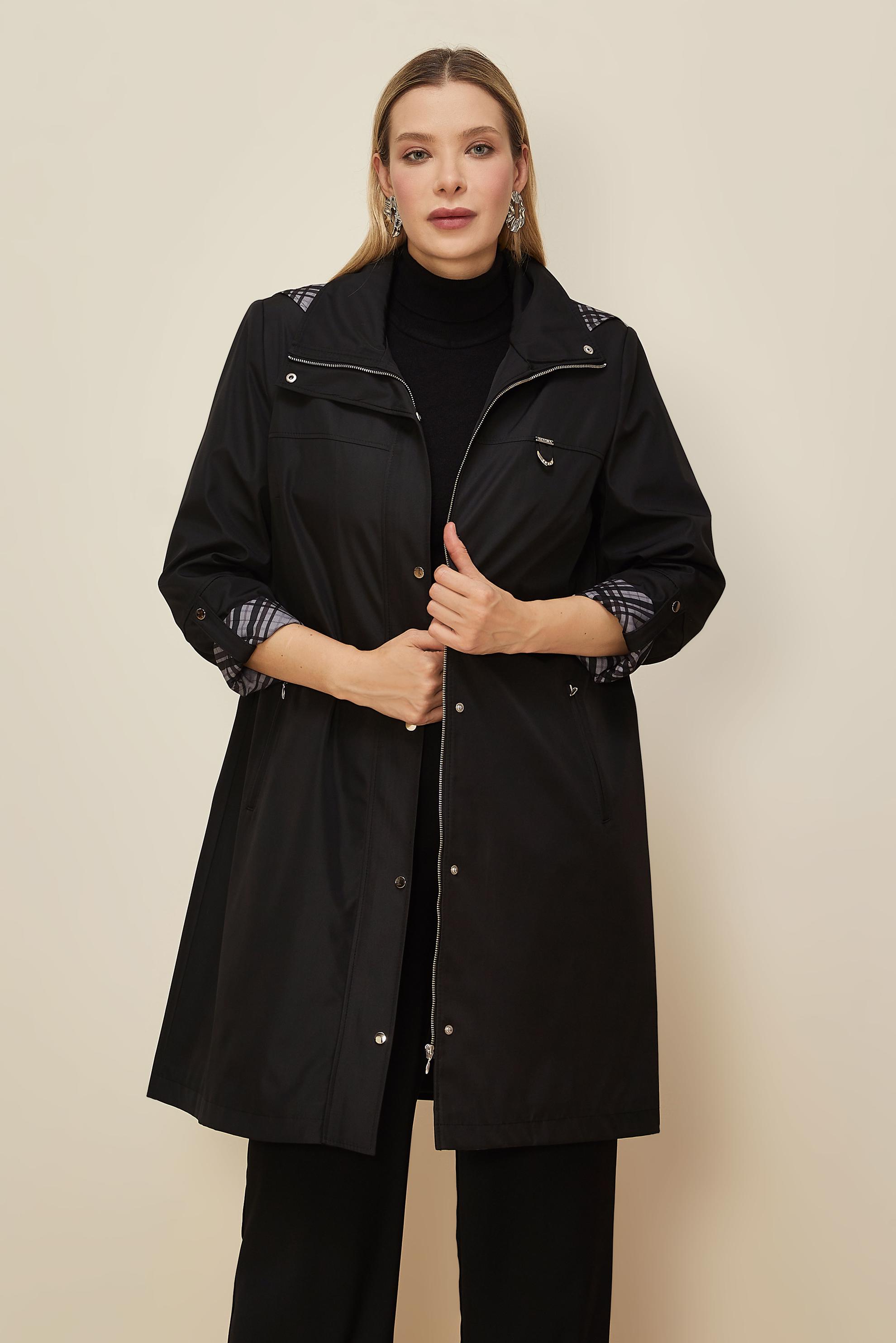 Vêtements hijab NOIR TRENCH-COAT GRANDE TAILLE 10992