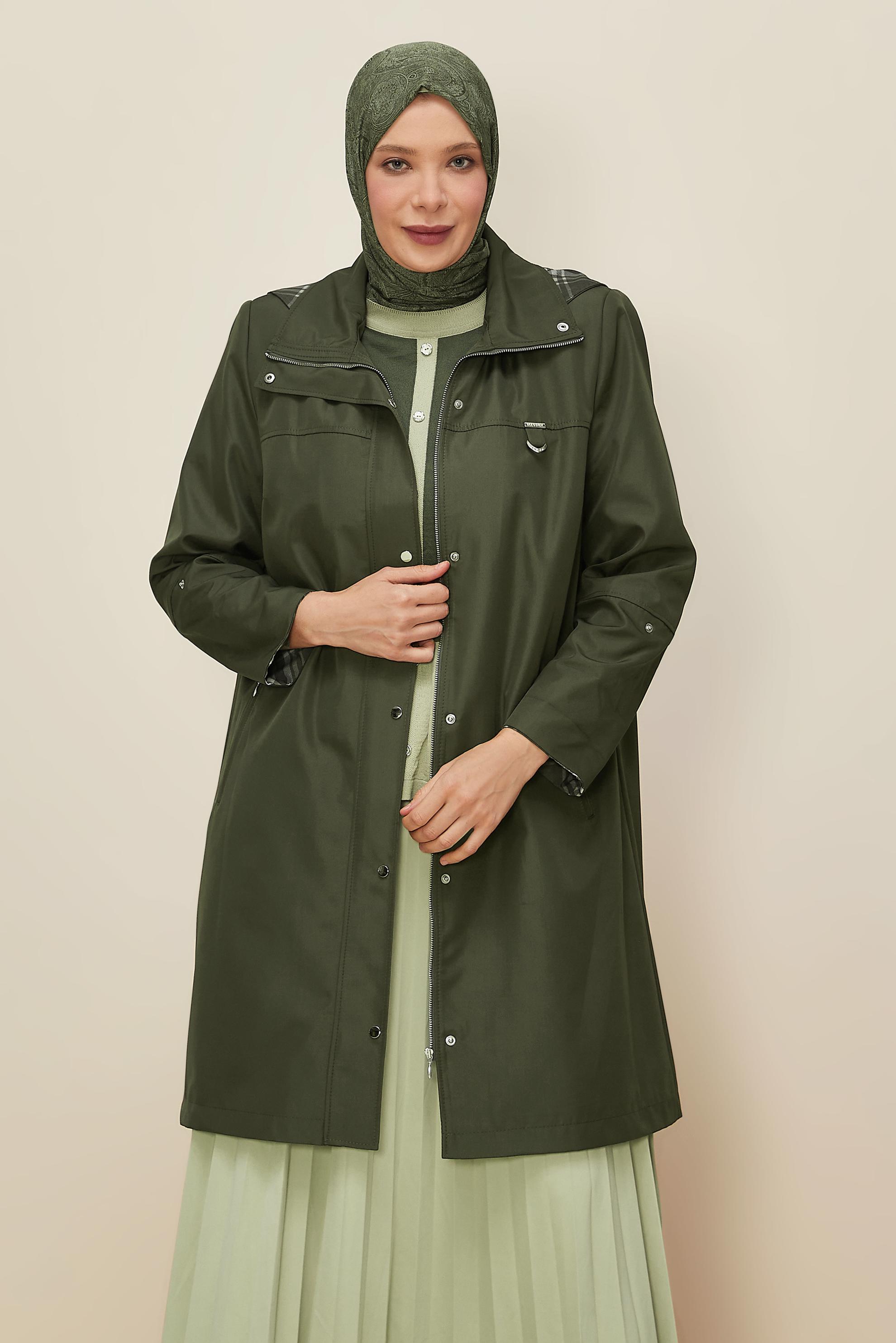 Vêtements hijab KAKI TRENCH-COAT GRANDE TAILLE 10992