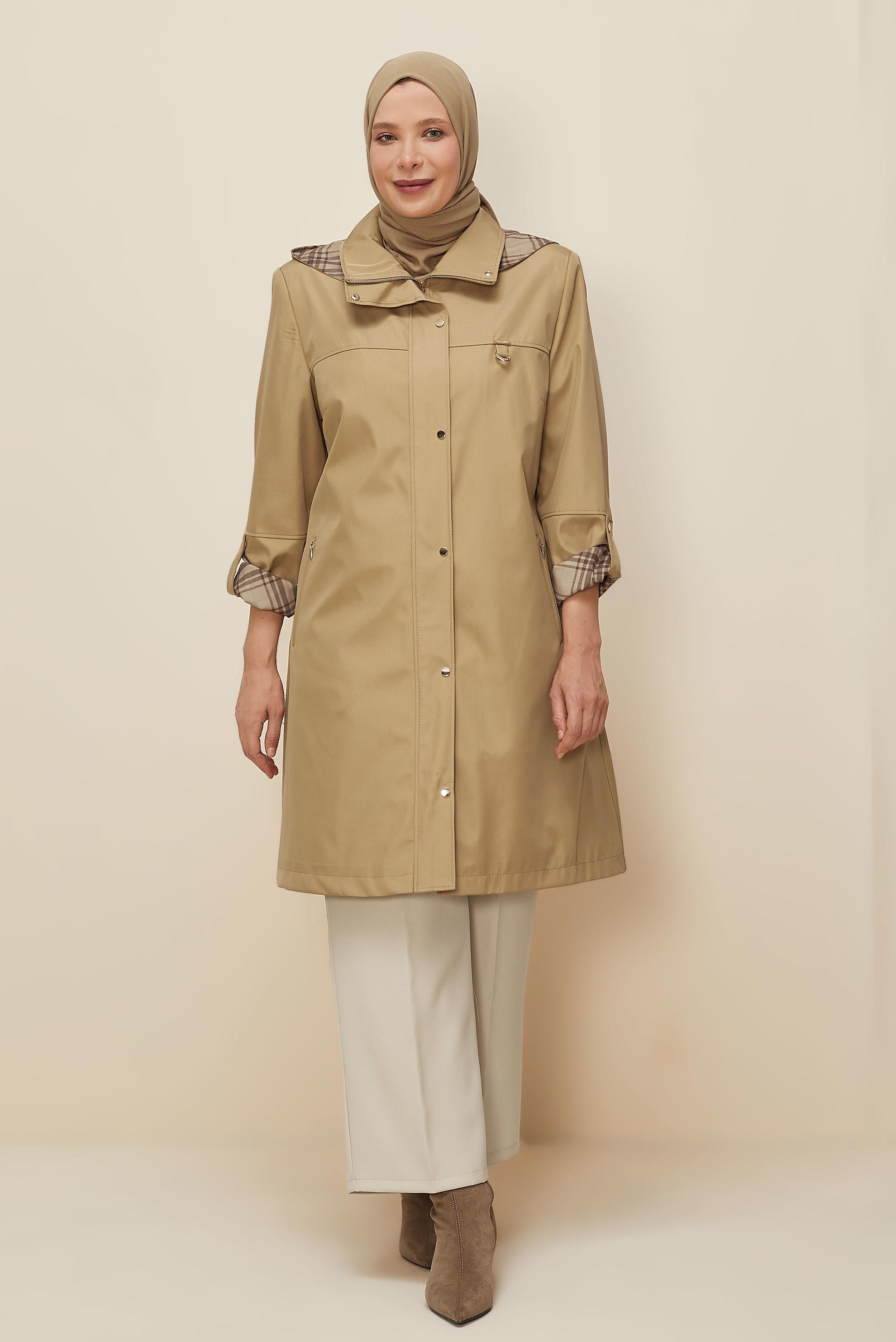 Vêtements hijab BRUN TRENCH-COAT GRANDE TAILLE 10992