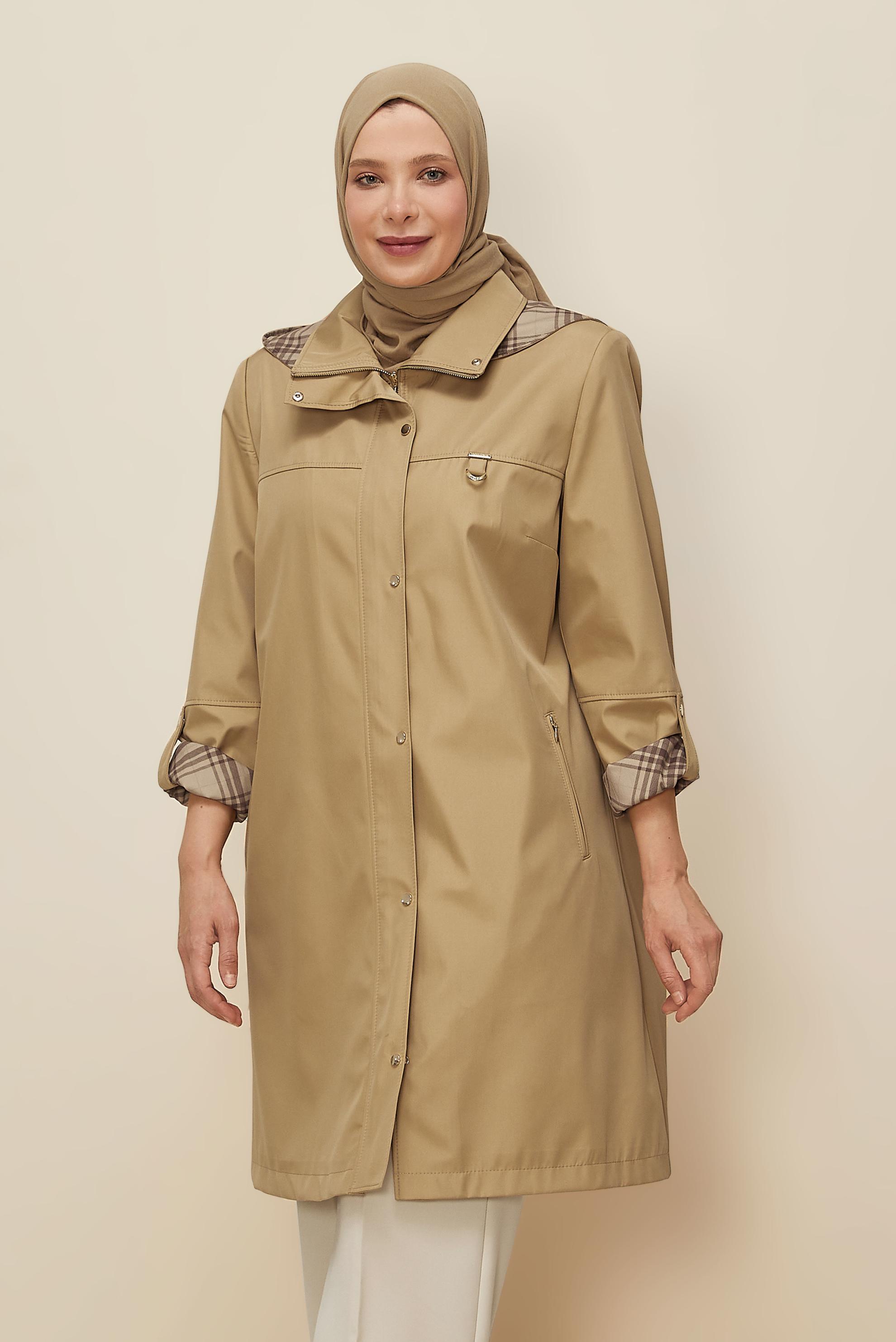 Vêtements hijab BRUN TRENCH-COAT GRANDE TAILLE 10992