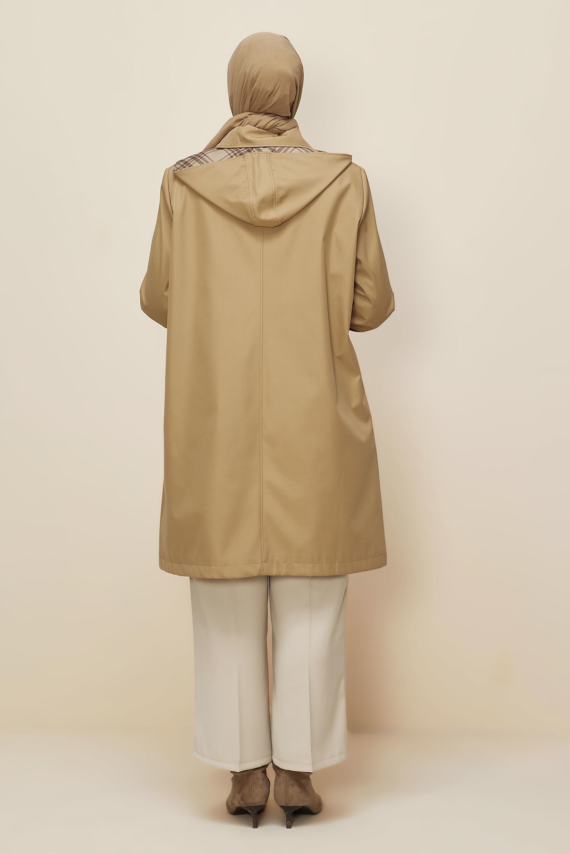 Vêtements hijab BRUN TRENCH-COAT GRANDE TAILLE 10992