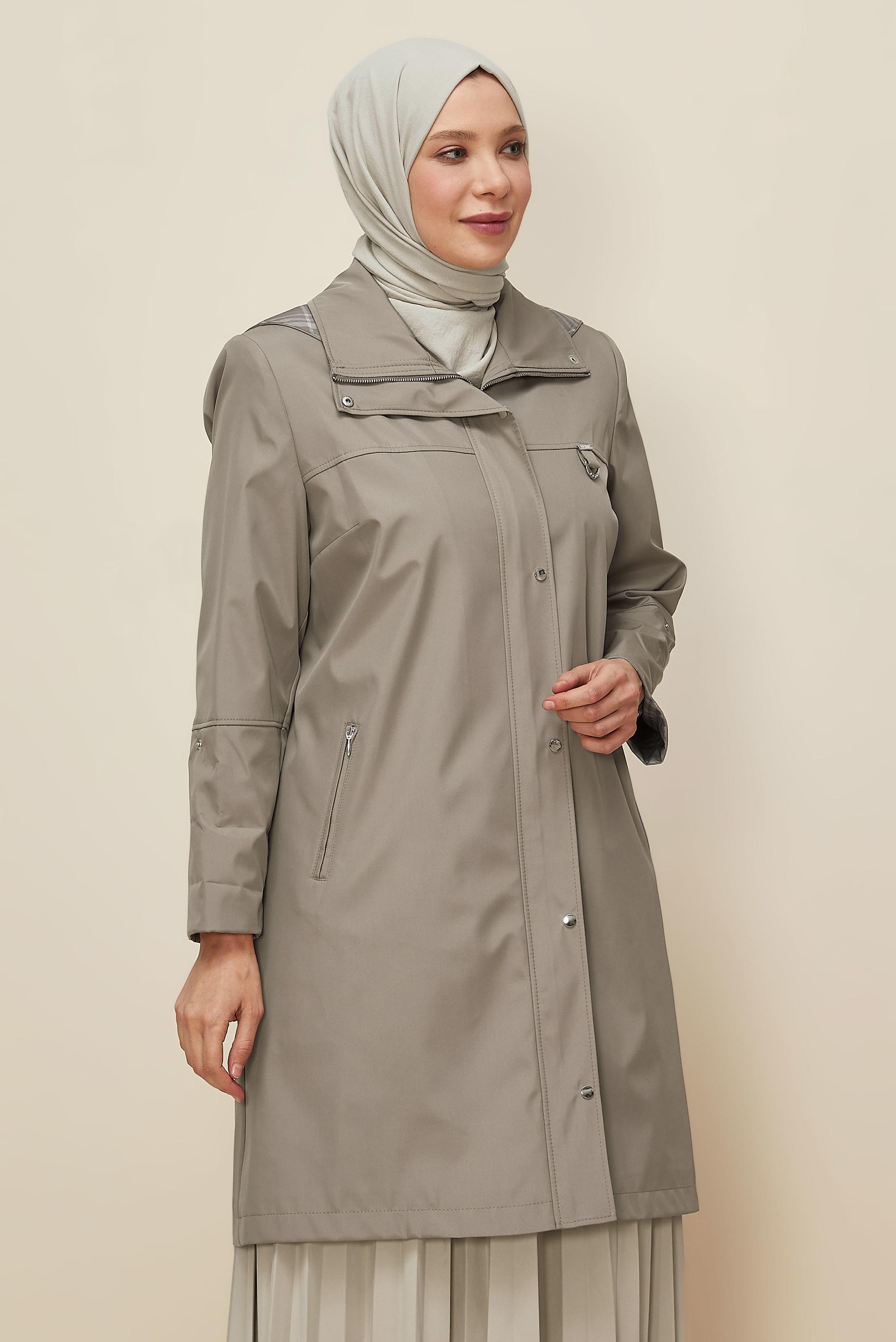 Vêtements hijab BRUN TRENCH-COAT GRANDE TAILLE 10992