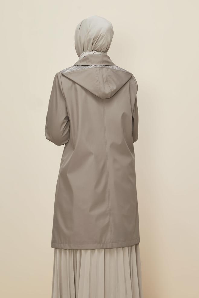 Vêtements hijab BRUN TRENCH-COAT GRANDE TAILLE 10992 - ALVİNA