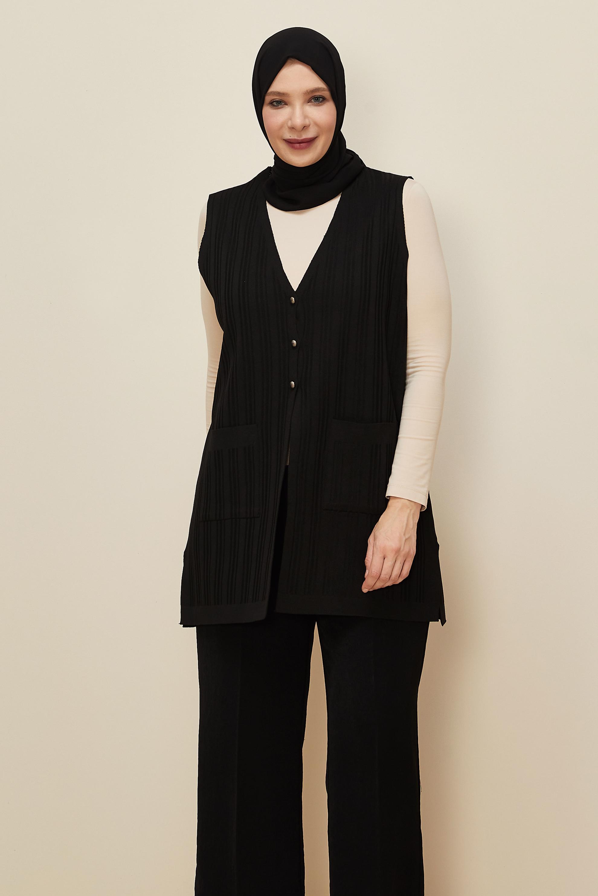Vêtements hijab NOIR GILET EN MAILLE 20856