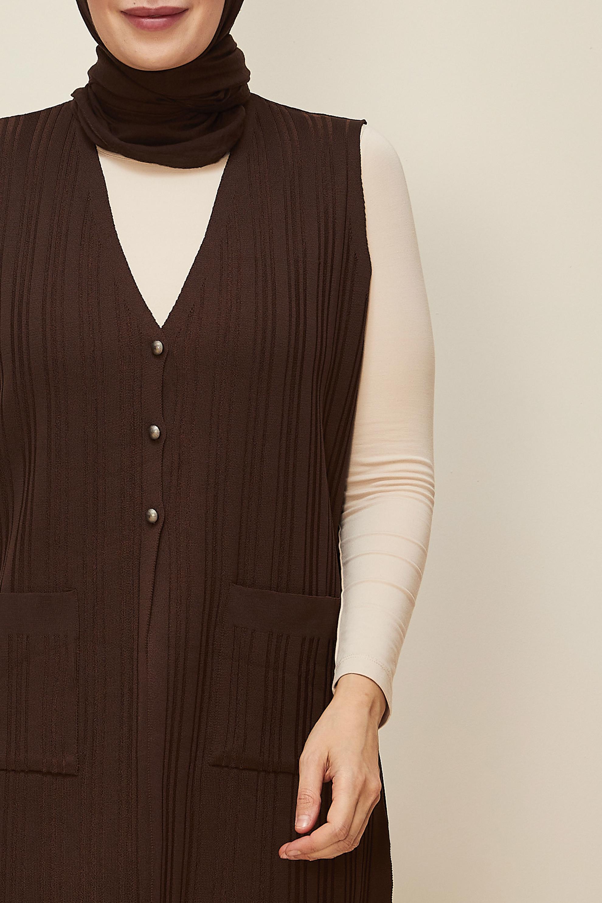 Vêtements hijab BRUN GILET EN MAILLE 20856
