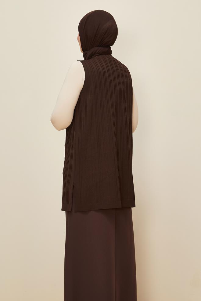 Vêtements hijab BRUN GILET EN MAILLE 20856 - ALVİNA