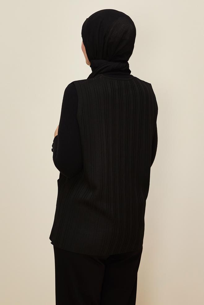 Vêtements hijab NOIR GILET EN MAILLE 20857 - ALVİNA