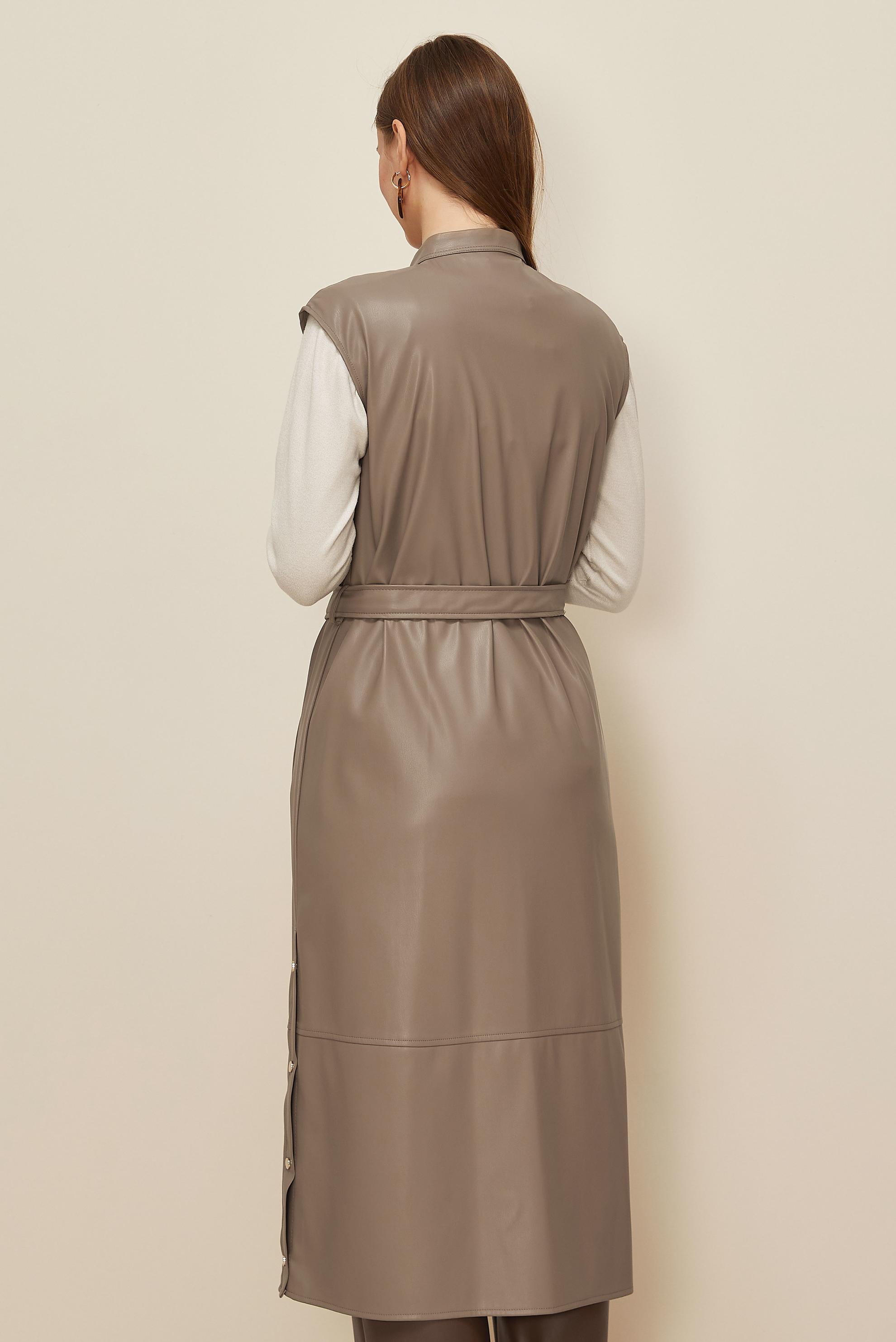 Tesettür giyim BEJ 45249 ZARA DERİ YELEK 38-46 TEK40