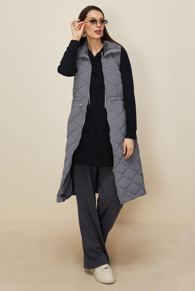 Hijab clothing GREY QUILTED VEST 45273 - ALVİNA