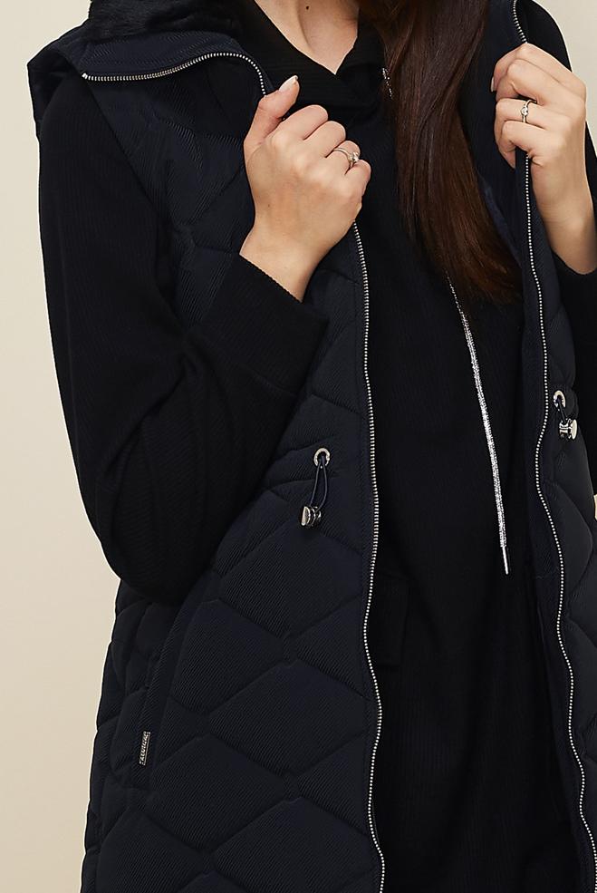 Tesettür giyim LACİVERT BELİ BÜZGÜLÜ KAPİTONE YELEK 45273 - ALVİNA