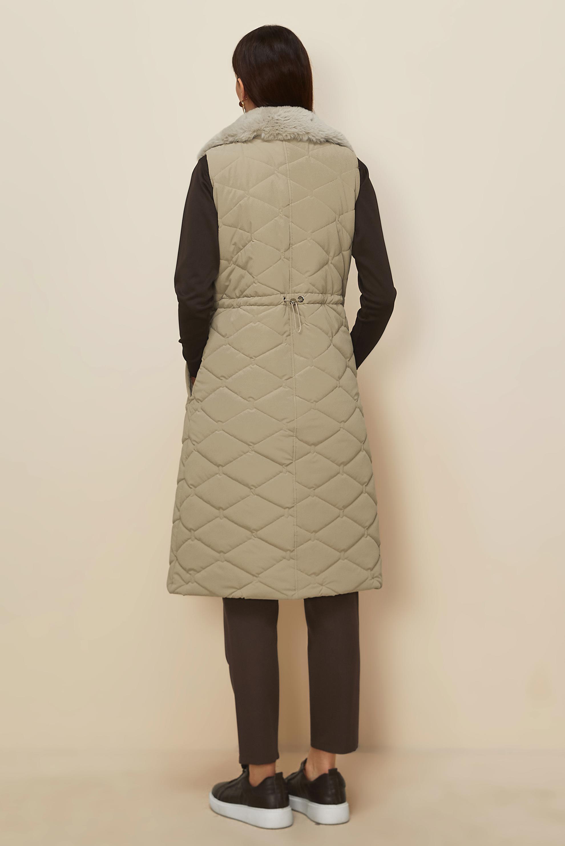 Tesettür giyim TABA BELİ BÜZGÜLÜ KAPİTONE YELEK 45273