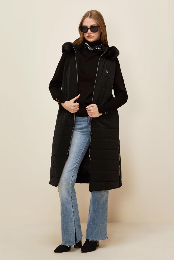 Vêtements hijab NOIR GILET À CAPUCHE 45274 - ALVİNA