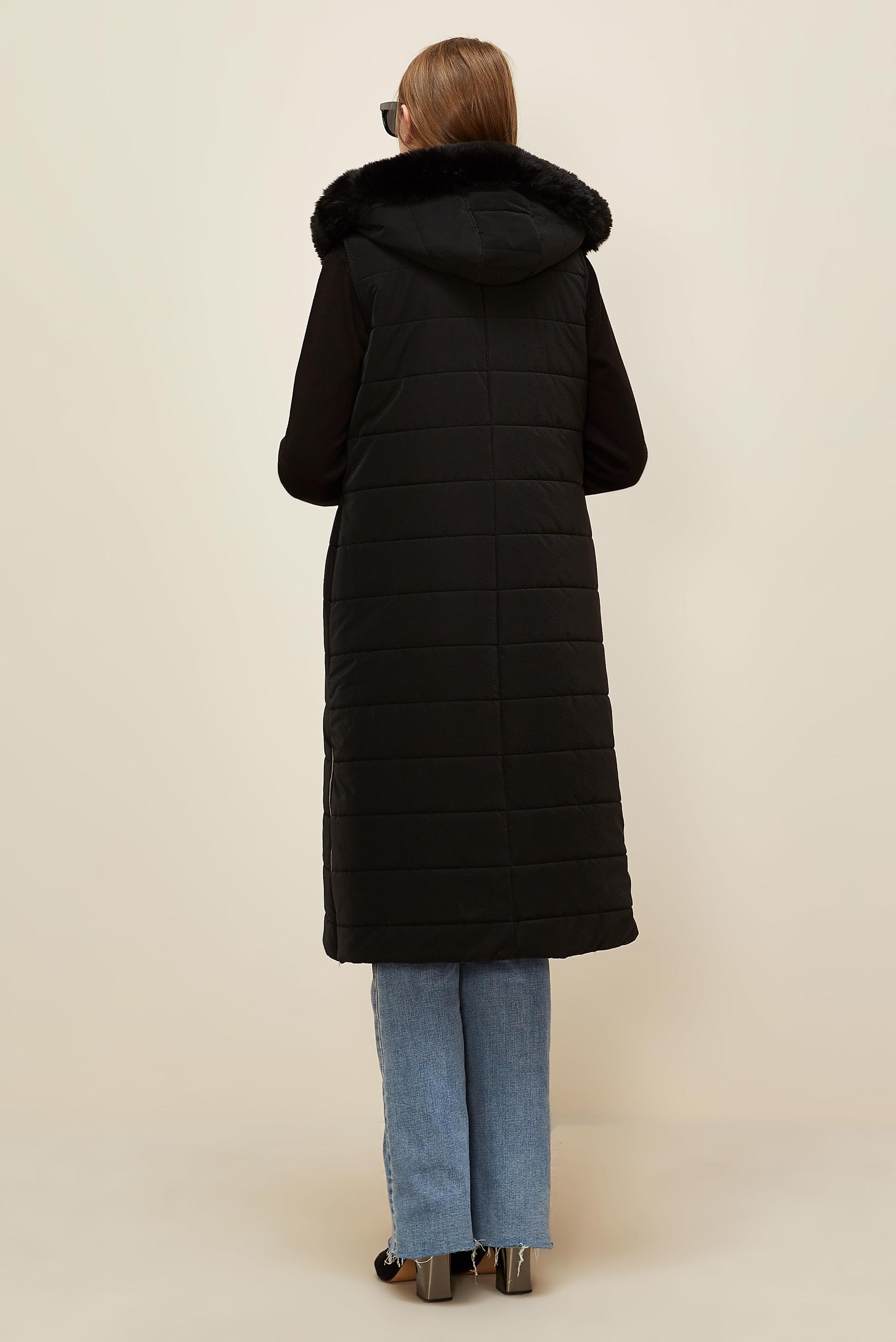 Tesettür giyim SİYAH KAPÜŞONLU YELEK 45274