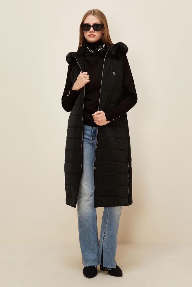 Vêtements hijab NOIR GILET À CAPUCHE 45274 - ALVİNA