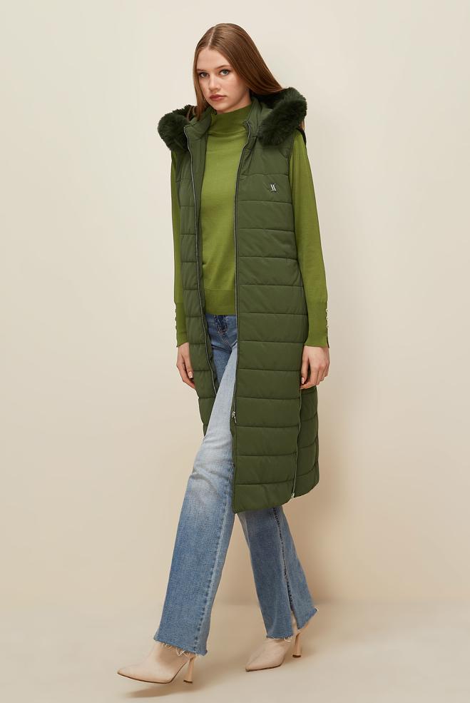 Vêtements hijab KAKI GILET À CAPUCHE 45274 - ALVİNA