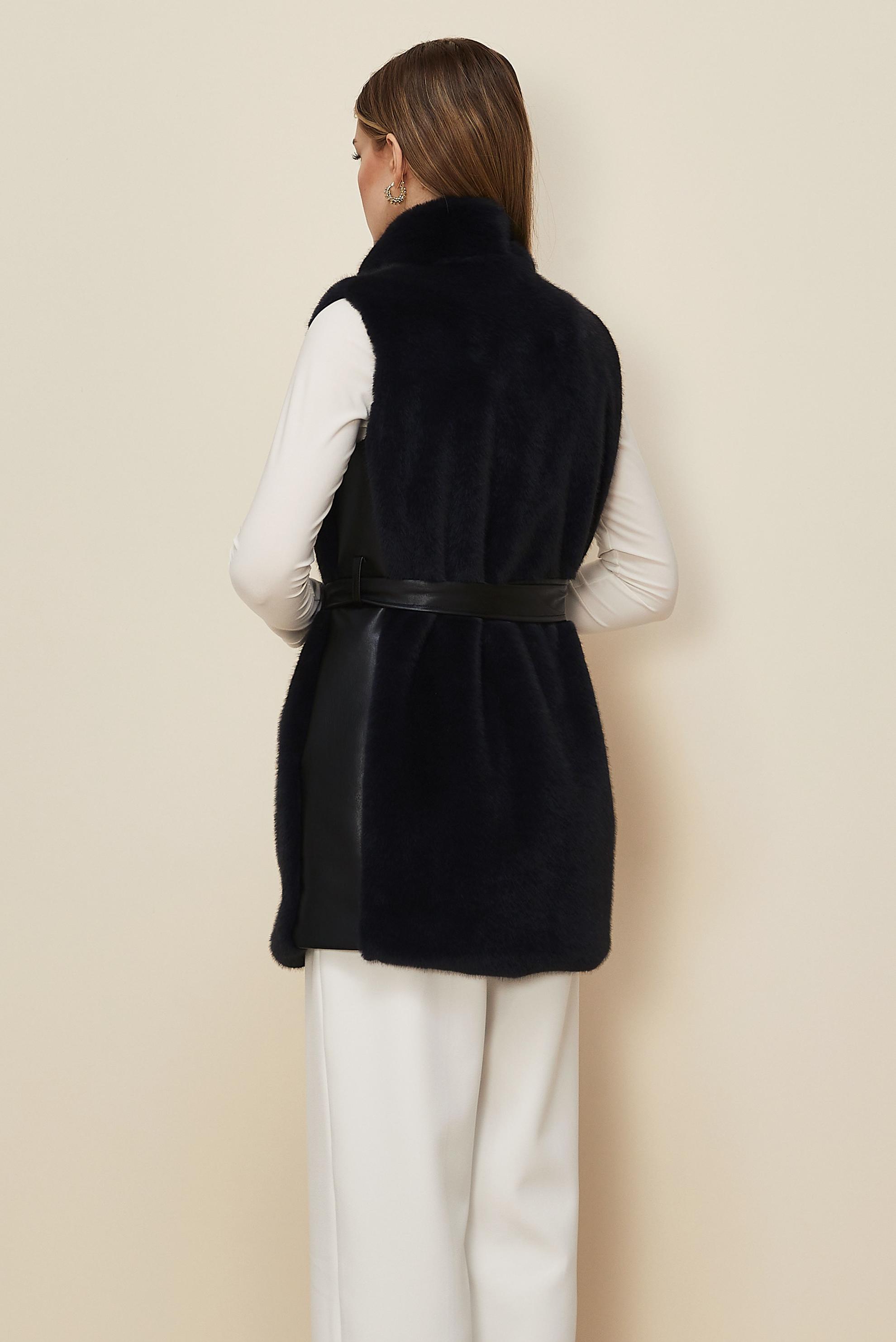 Hijab clothing GREY BELTED FAUX-FUR VEST 45300