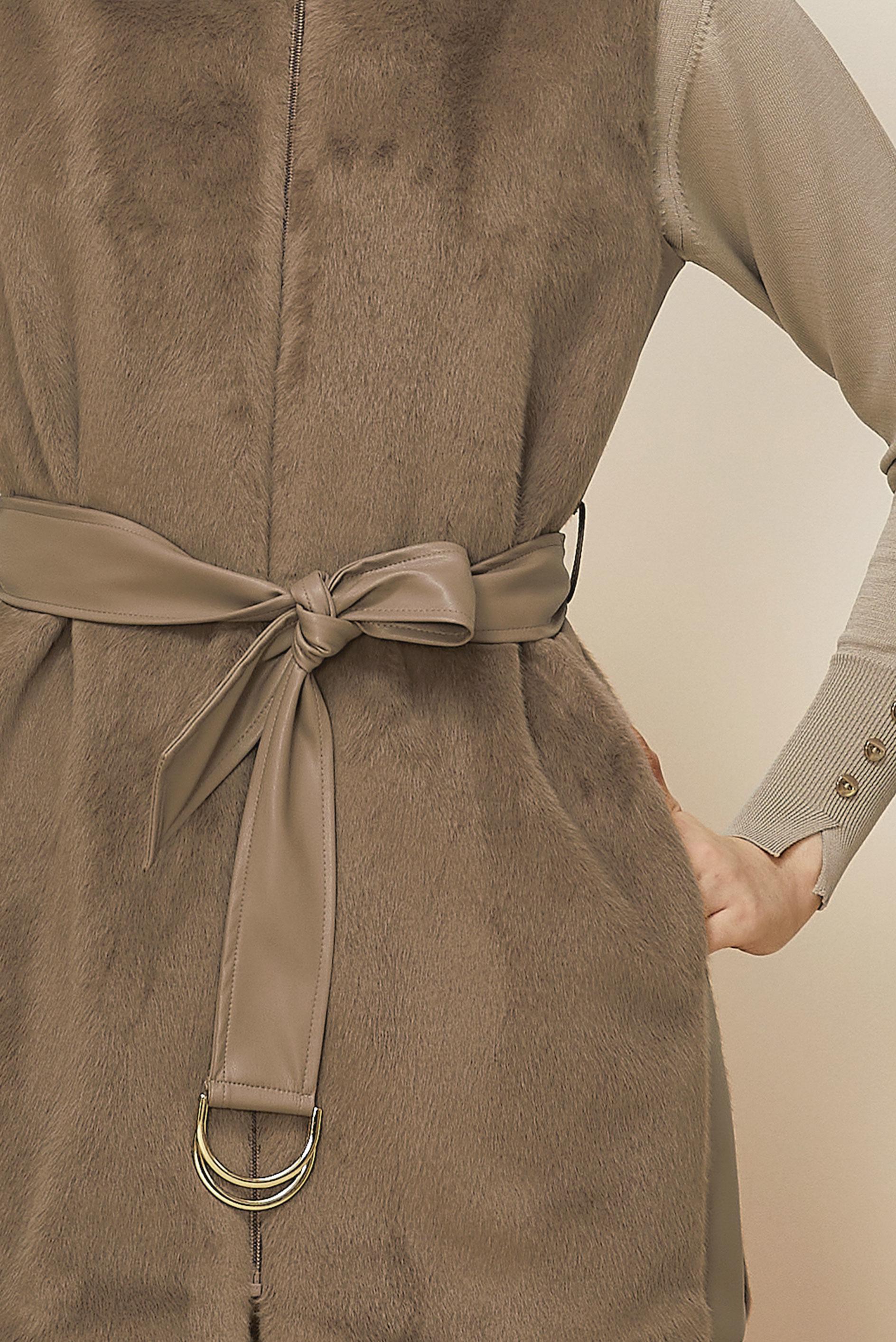 Hijab clothing MINK BELTED FAUX-FUR VEST 45300