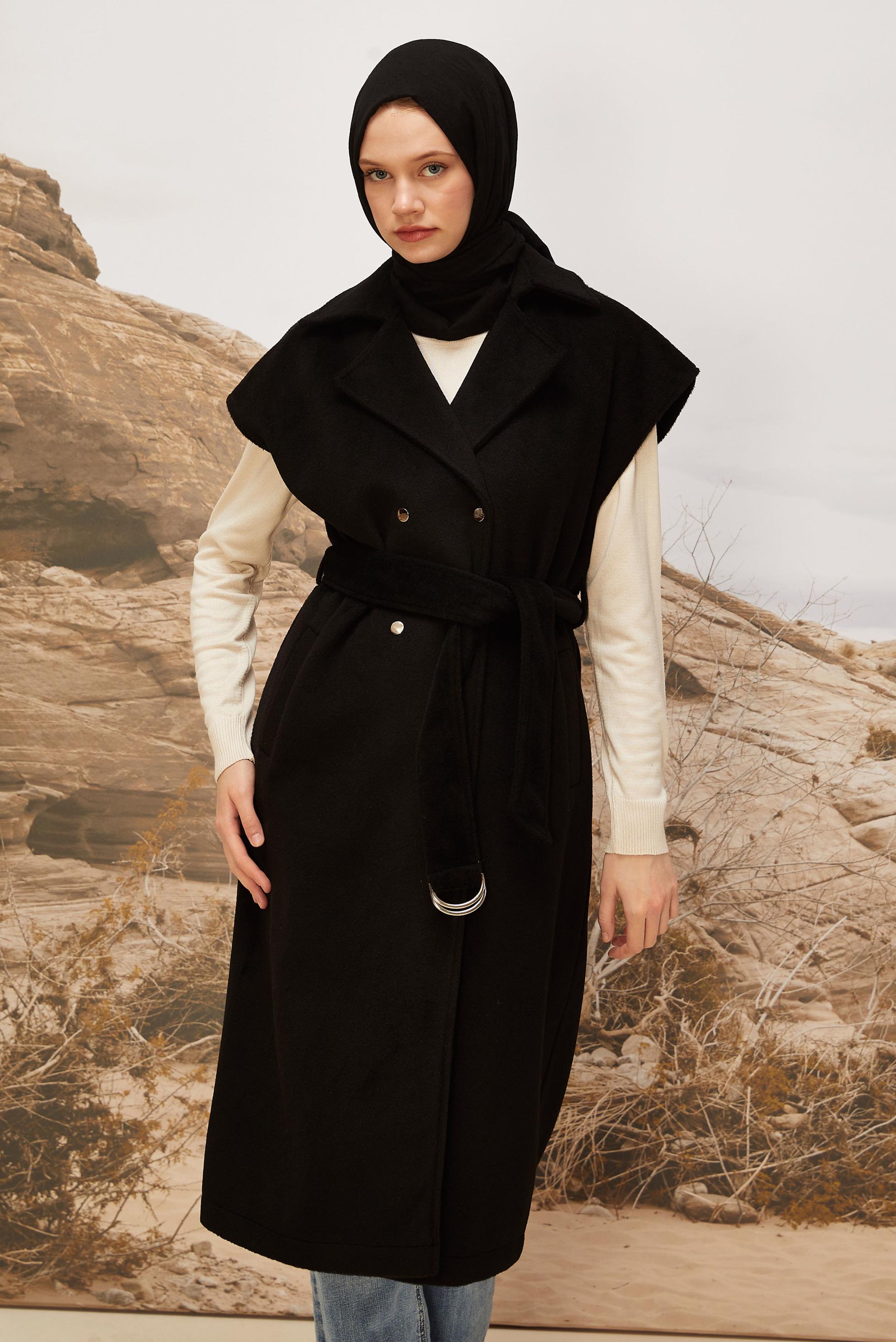 Vêtements hijab NOIR GILET CACHET CEINTURÉ 45301