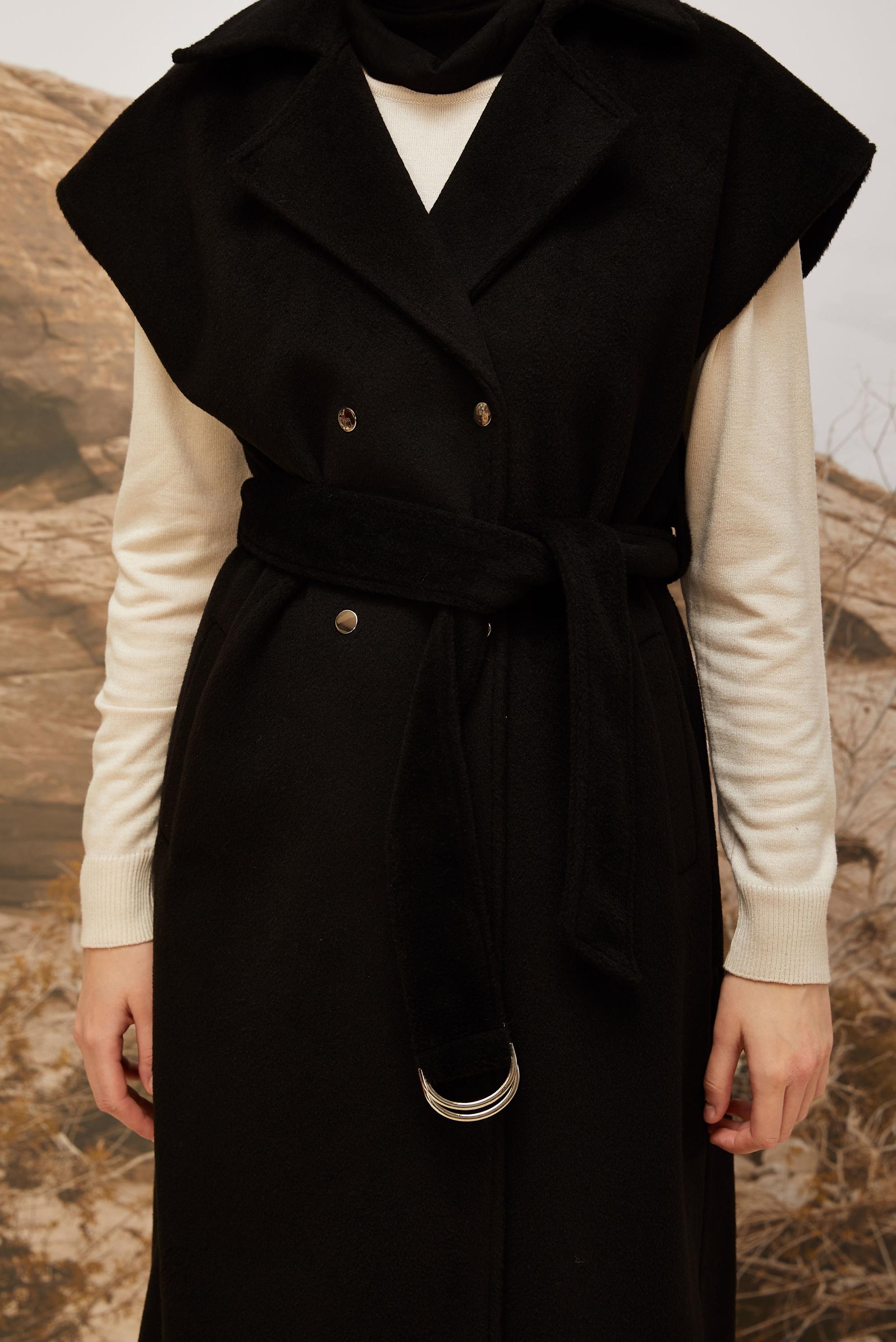 Vêtements hijab NOIR GILET CACHET CEINTURÉ 45301