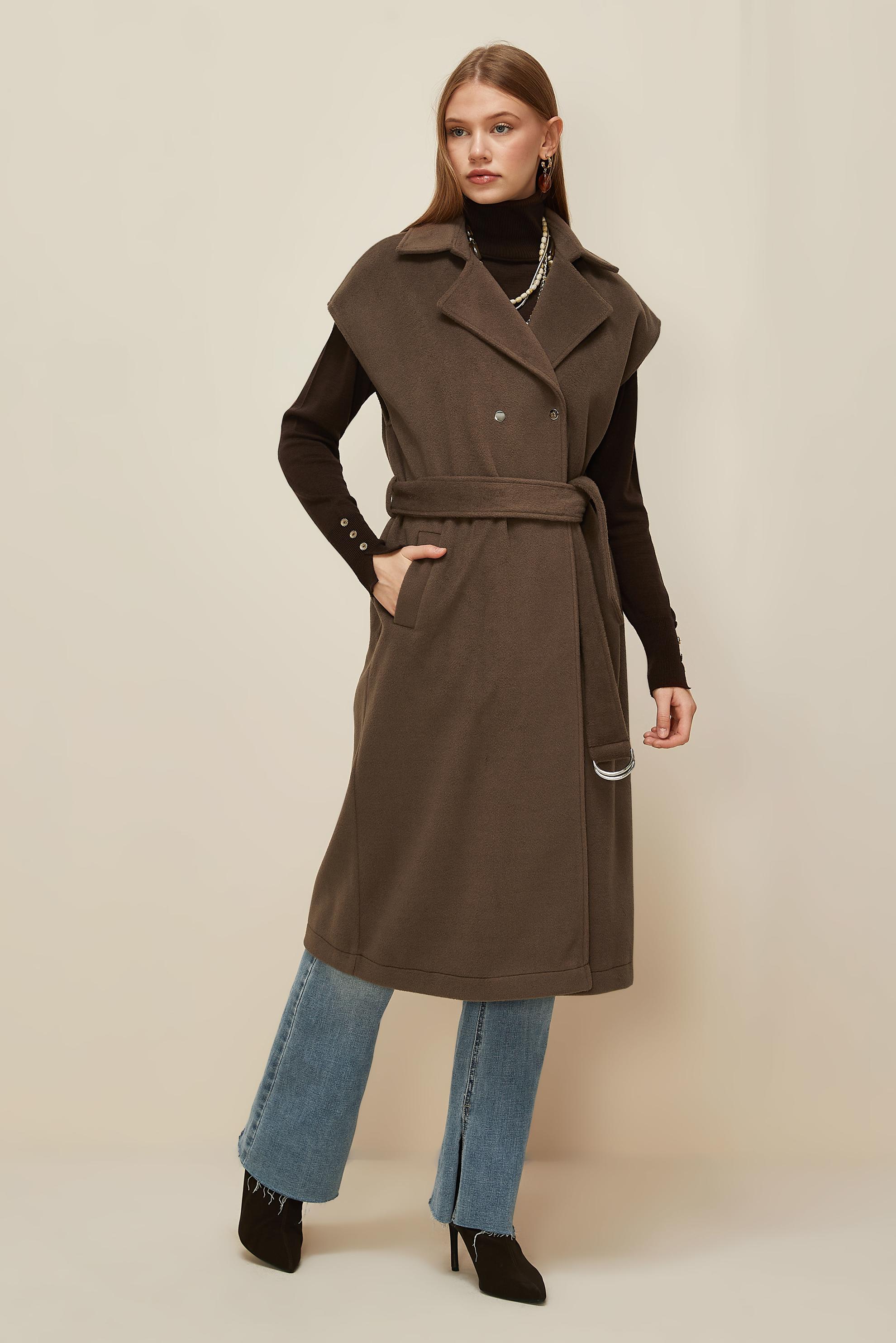 Vêtements hijab BRUN GILET CACHET CEINTURÉ 45301