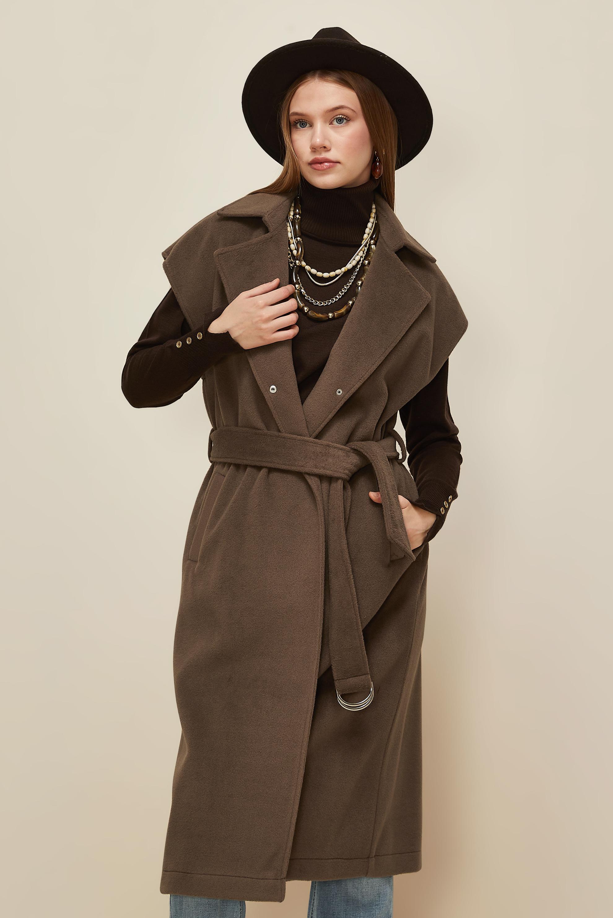 Vêtements hijab BRUN GILET CACHET CEINTURÉ 45301