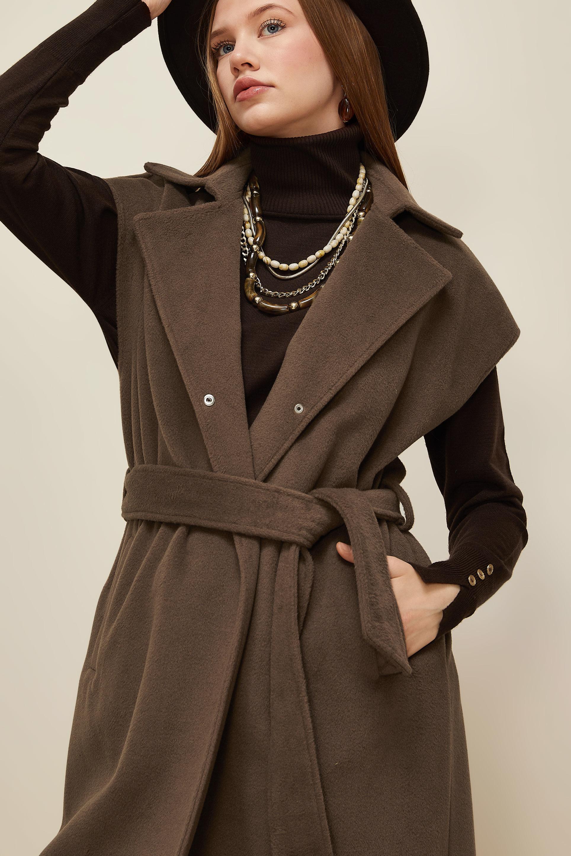 Vêtements hijab BRUN GILET CACHET CEINTURÉ 45301