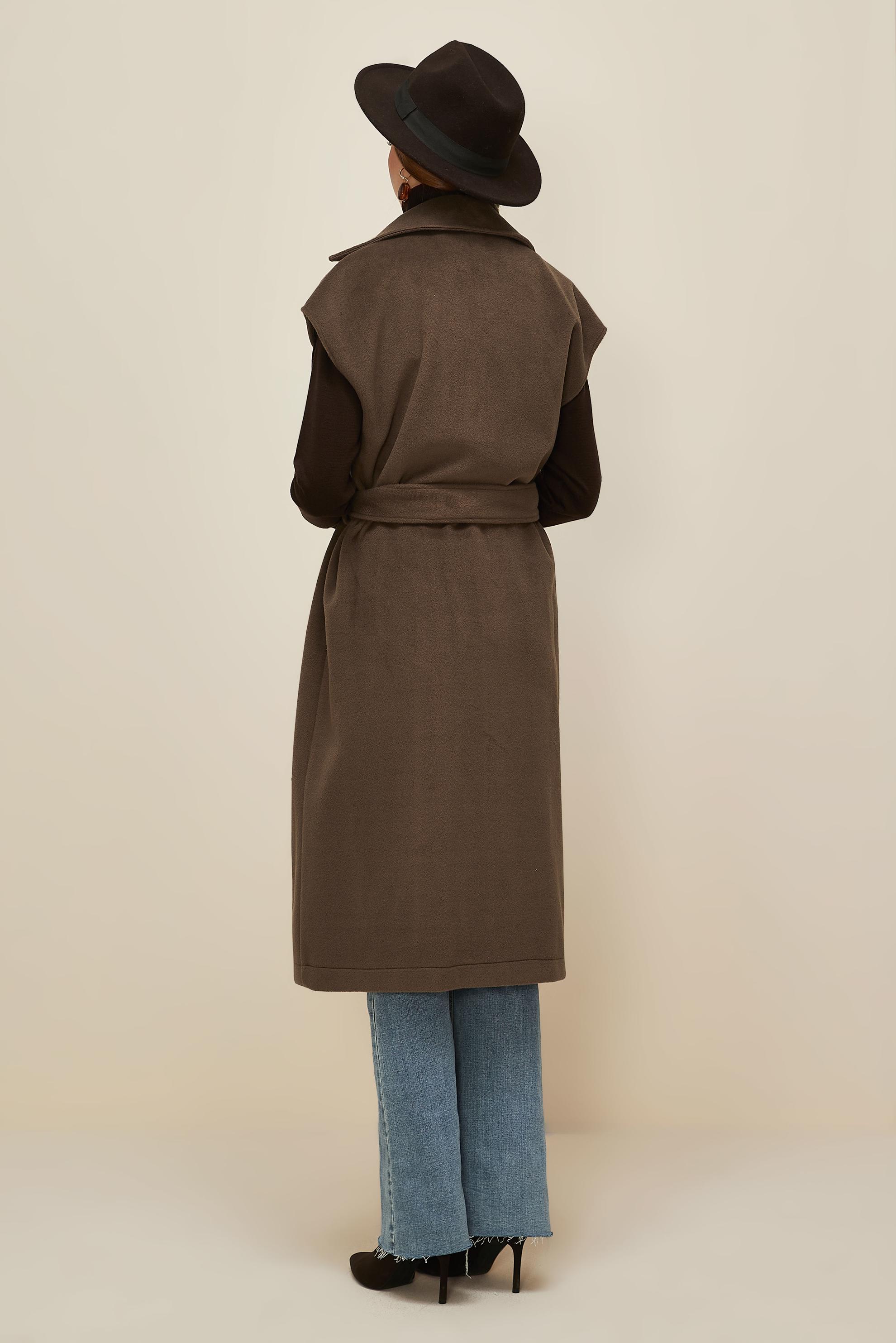 Vêtements hijab BRUN GILET CACHET CEINTURÉ 45301