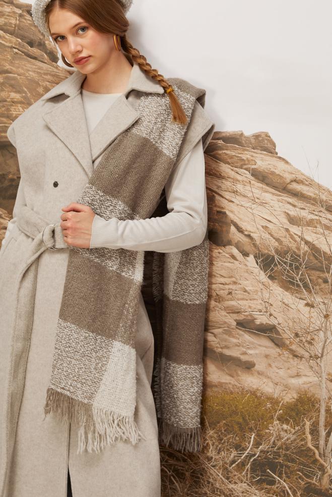 Vêtements hijab BEIGE GILET CACHET CEINTURÉ 45301 - ALVİNA