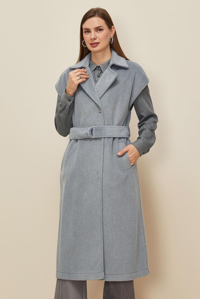 Tesettür giyim GRİ 45301 KASHA YELEK 38-46 TEK 40 - ALVİNA