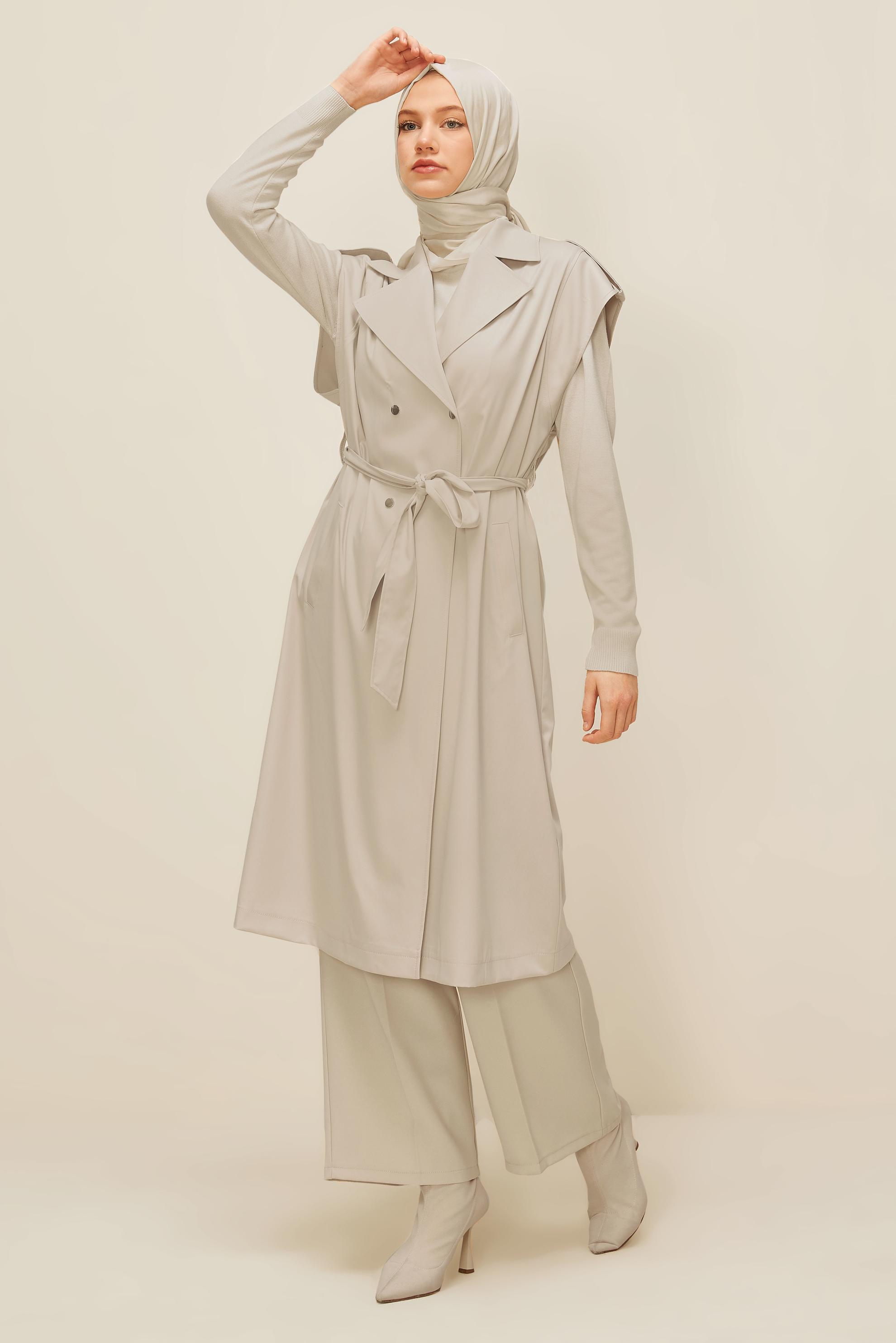Vêtements hijab BEIGE GILET CEINTURÉ 45601