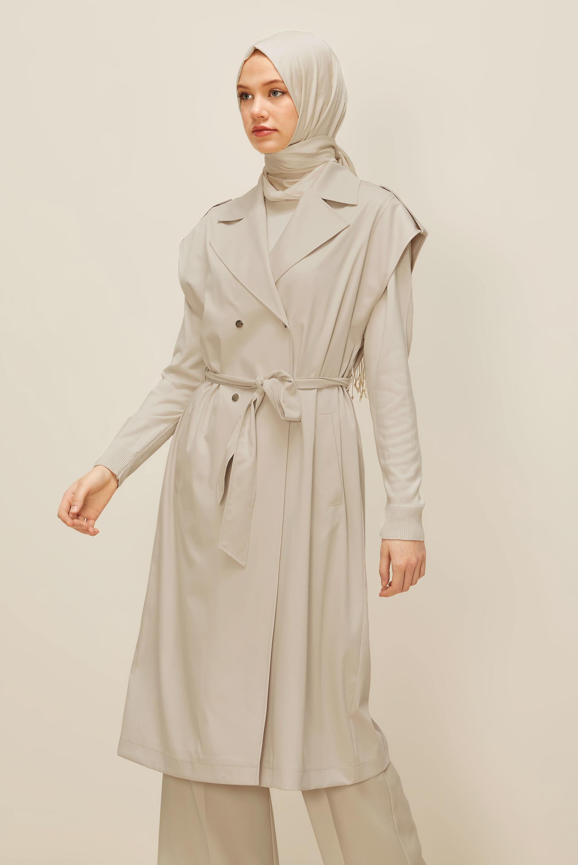 Vêtements hijab BEIGE GILET CEINTURÉ 45601