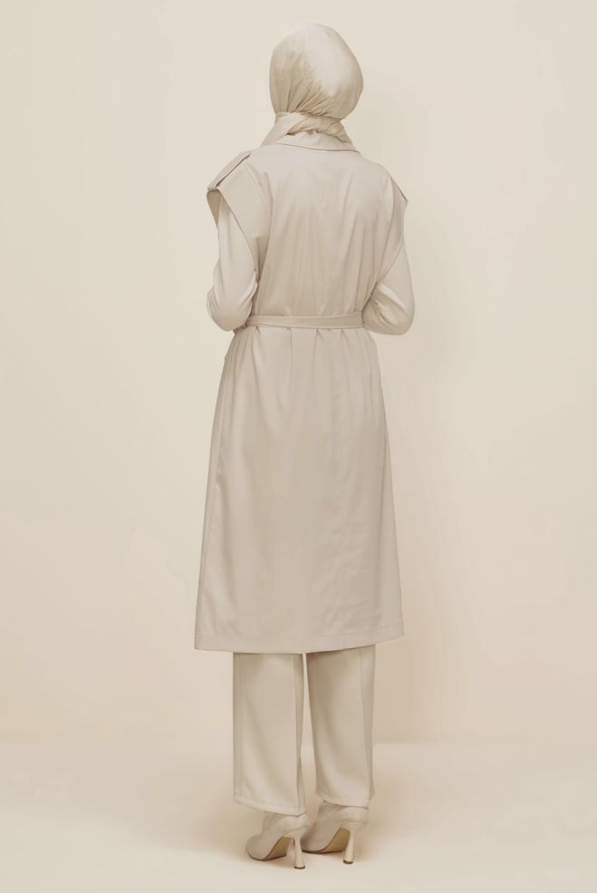 Vêtements hijab BEIGE GILET CEINTURÉ 45601 - ALVİNA