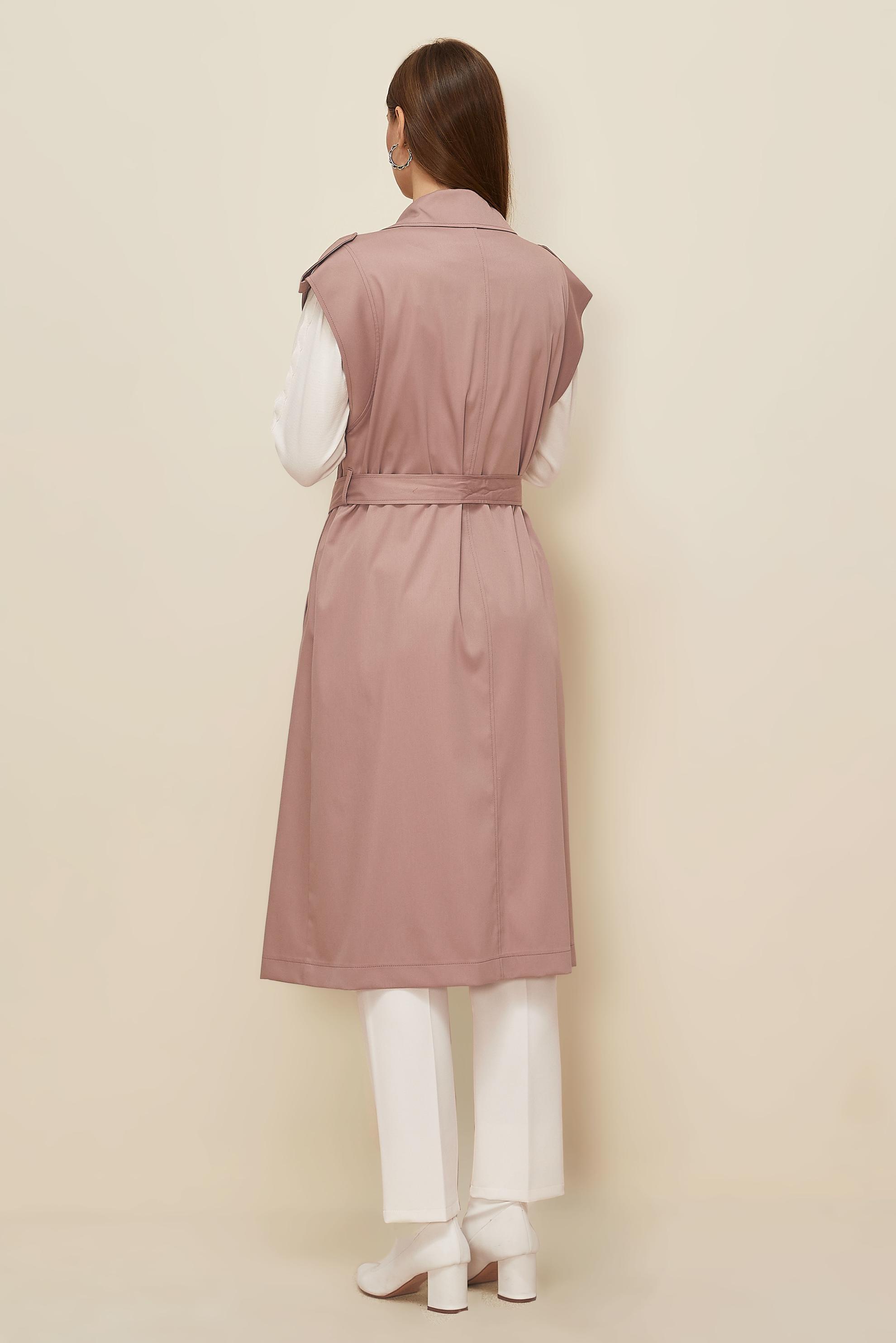 Tesettür giyim KAHVE KUŞAKLI YELEK 45601