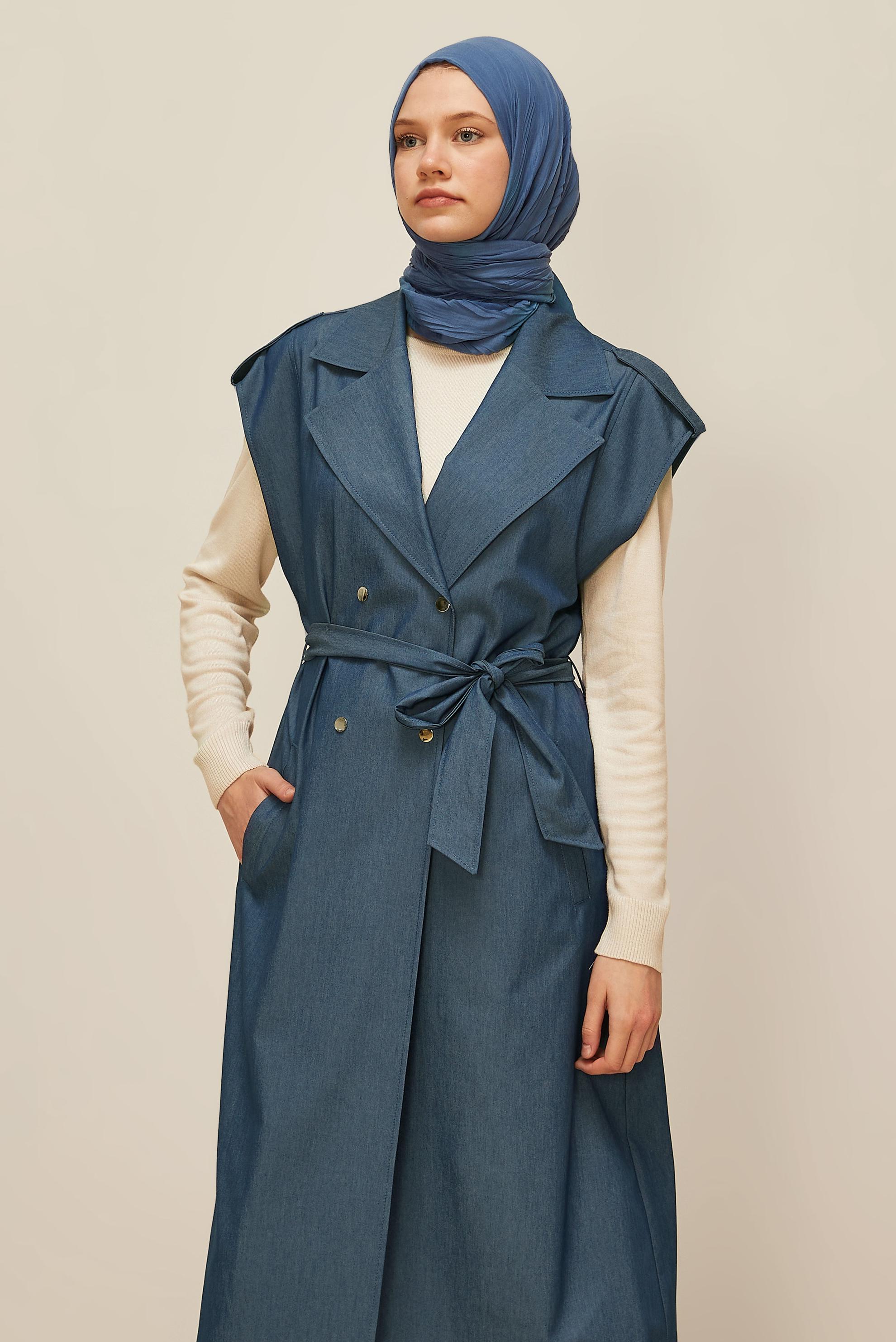 Vêtements hijab BLEU MARINE GILET CEINTURÉ 45601