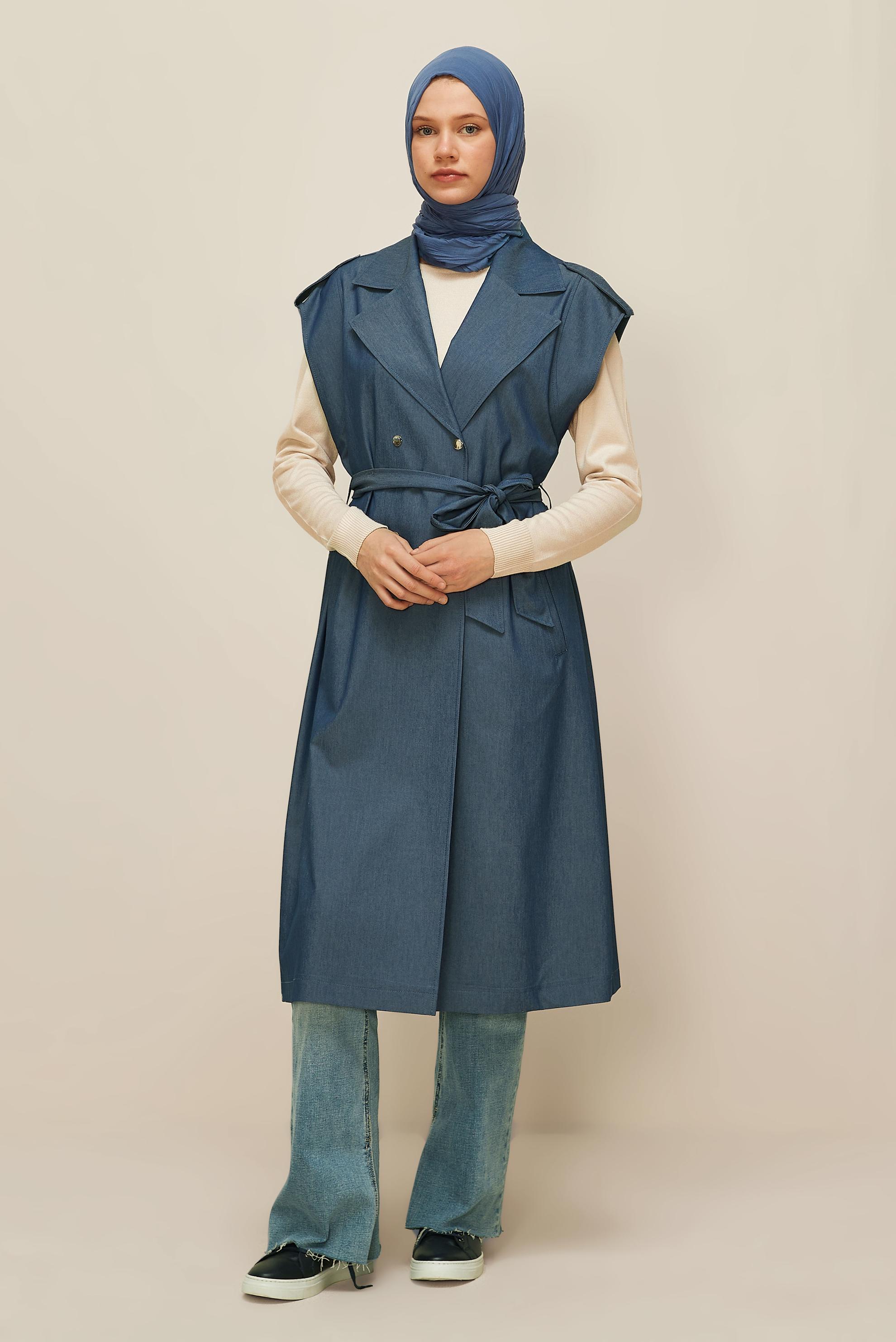 Vêtements hijab BLEU MARINE GILET CEINTURÉ 45601