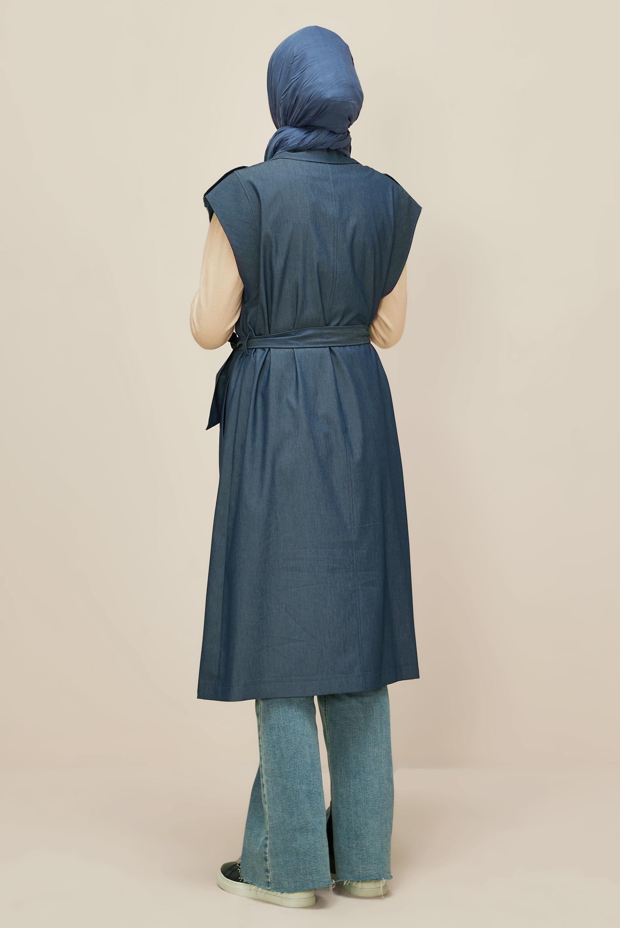 Vêtements hijab BLEU MARINE GILET CEINTURÉ 45601