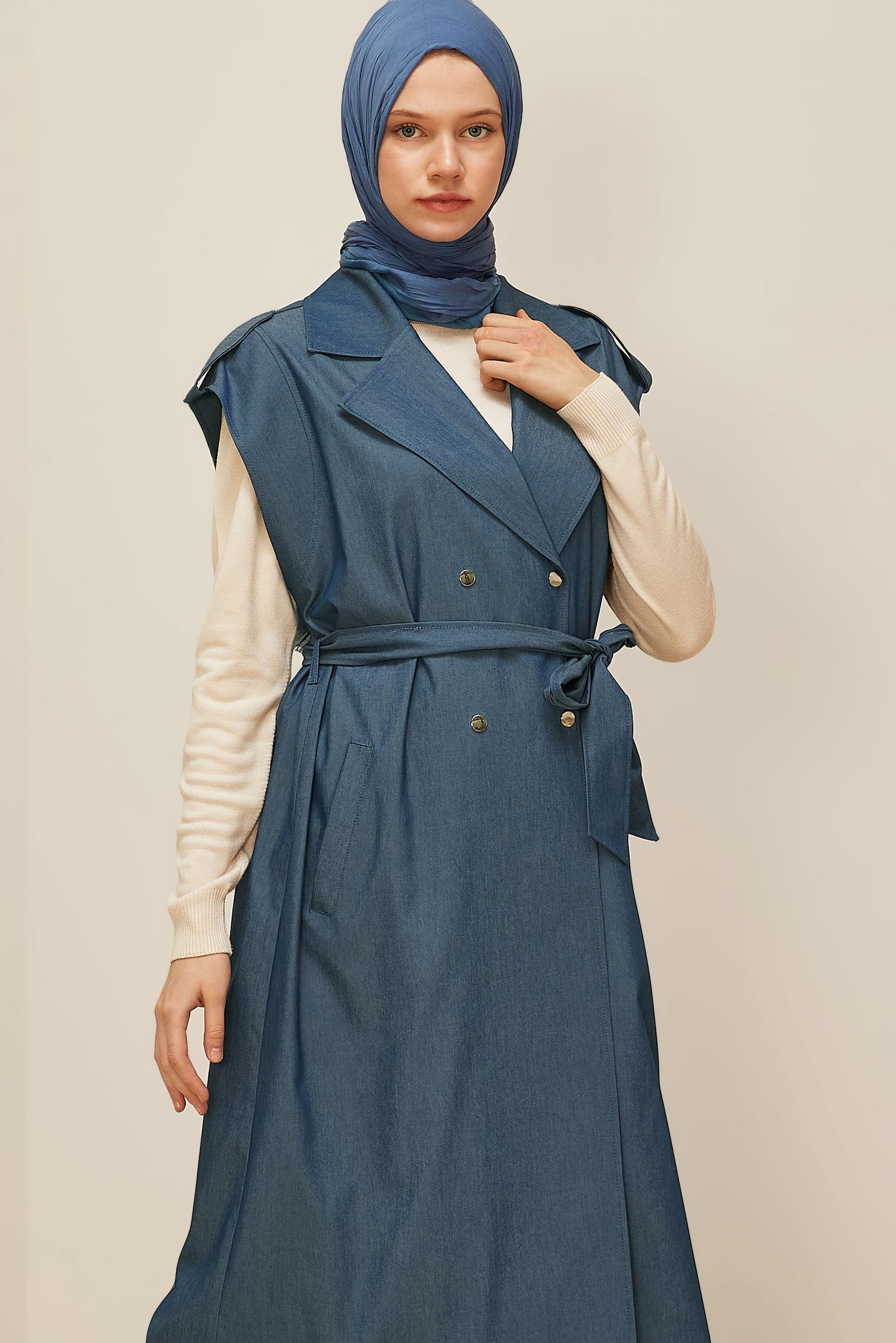 Vêtements hijab BLEU MARINE GILET CEINTURÉ 45601