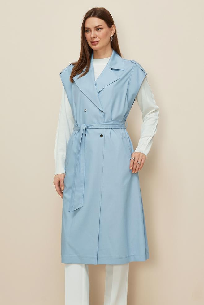 Tesettür giyim MAVİ KUŞAKLI YELEK 45601 - ALVİNA